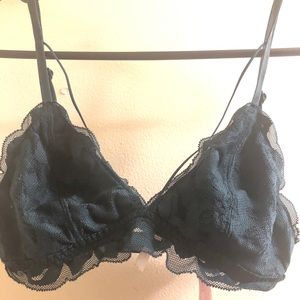 PINK lace dark green bralette